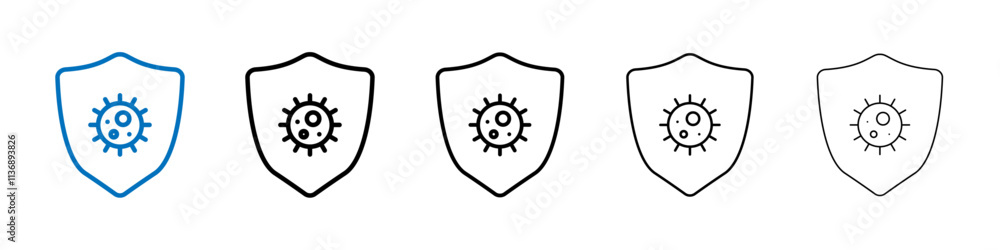 Poster virus protection shield icon outline vector logo for web ui