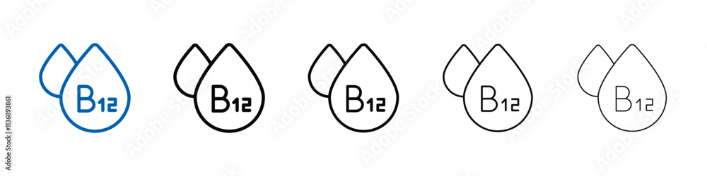 Poster vitamin b12 drop icon outline vector logo for web ui