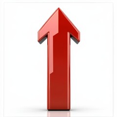 Red arrow pointing up, symbolizing growth, success, and positive trends in business, finance, and marketing concepts.