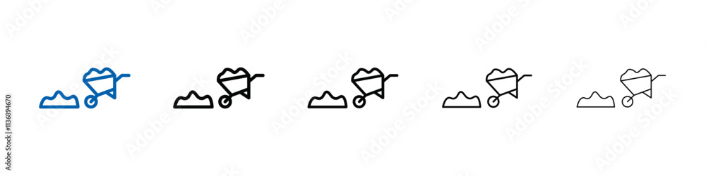 Aufkleber wheelbarrow unloading icon outline vector logo for web ui