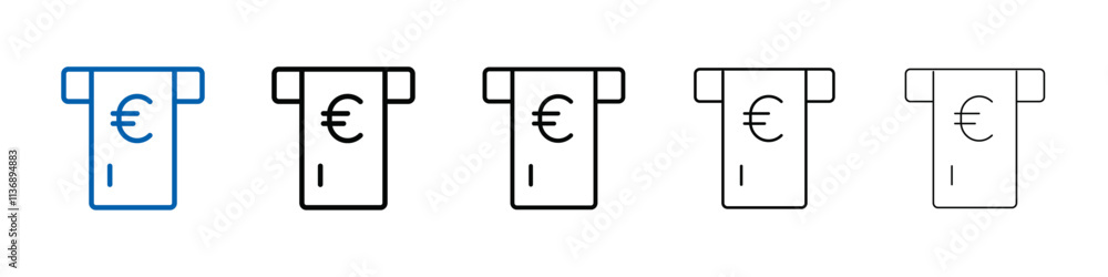 Aufkleber withdraw money in atm icon outline vector logo for web ui