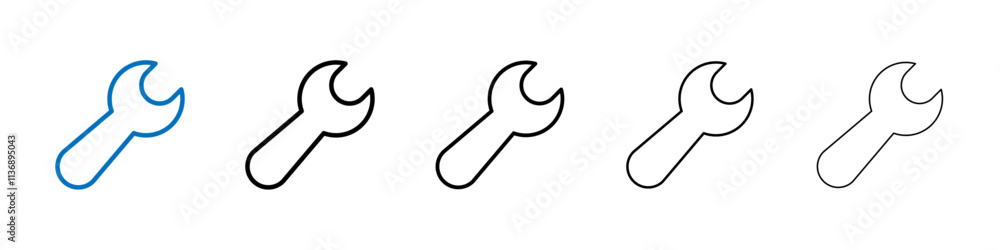 Poster wrench icon outline vector logo for web ui