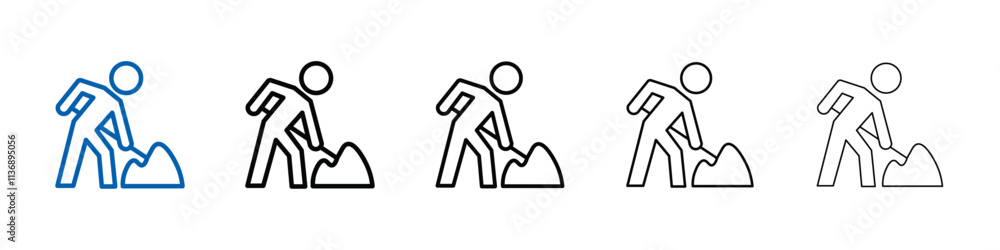 Poster Worker digging icon Outline vector logo for web ui
