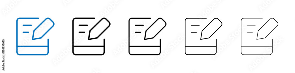 Aufkleber writing icon outline vector logo for web ui