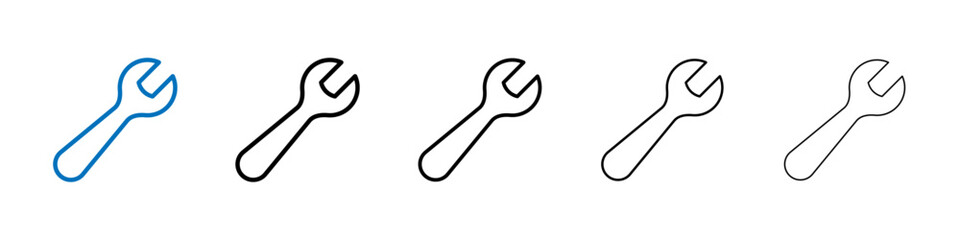 Wrench icon Outline vector logo for web ui