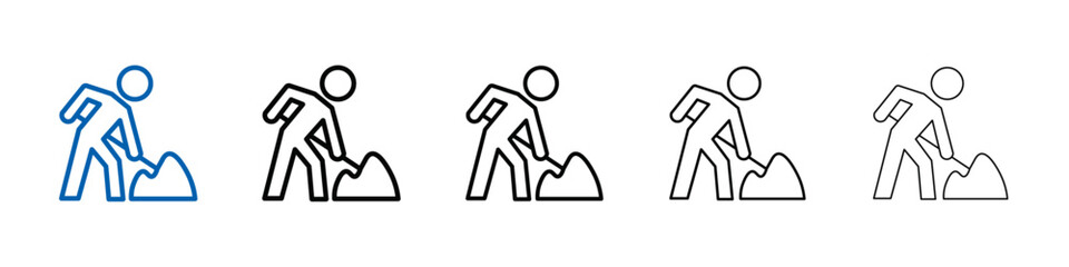 Worker digging icon Outline vector logo for web ui