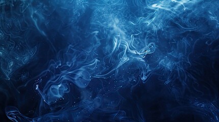 Abstract blue smoke or water texture creating a serene and mysterious atmosphere.