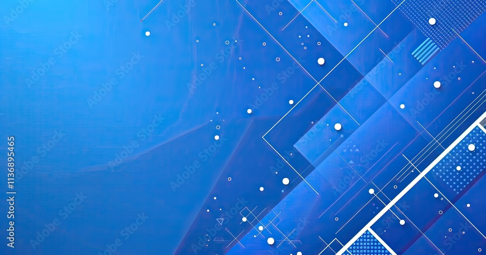 Poster abstract blue background with geometric shapes and light elements for digital design.