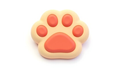 realistic 3D render of a dog paw icon, detailed pads and claws, high gloss finish, isolated on a pure white background create with ai