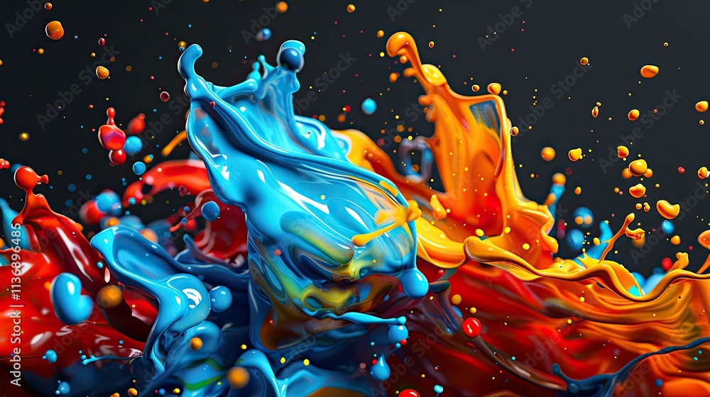Poster a vibrant splash of colorful paint creating an energetic and dynamic visual effect.