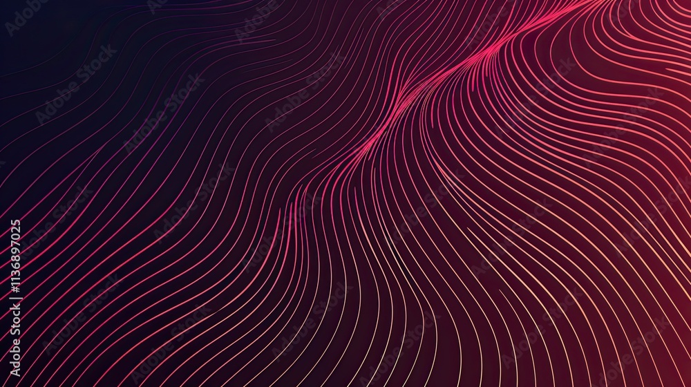 Poster abstract wavy lines in gradient colors create a dynamic visual effect.