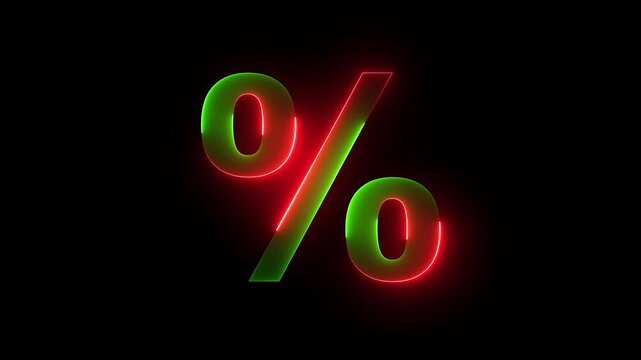 neon Calculator percentage stroke icon animation with black background.
