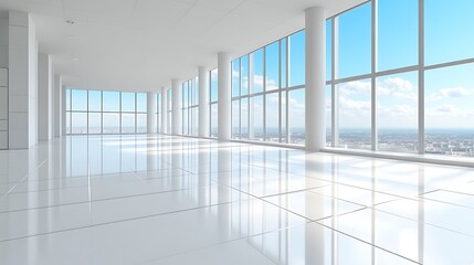 Fototapeta premium Modern Office Space With Panoramic City Views