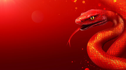 Obraz premium Snake illustration on a red background celebrating Chinese New Year