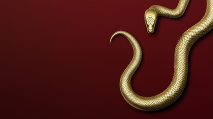 Obraz premium 3D golden snake on red background celebrating Chinese New Year