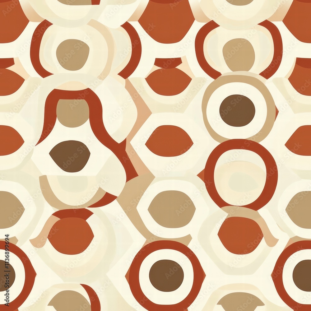 Poster captivating design features interlocking geometric shapes in rich brown and tan hues, perfect for ad
