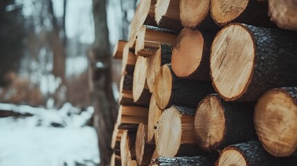 10 Background with stacked, chopped wood logs, showing a pile of firewood with a textured, natural look, perfect for winter preparation themes
