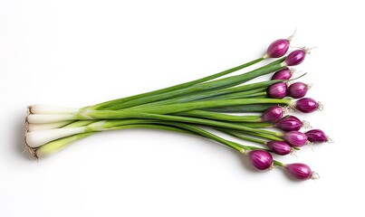 Fototapeta premium Fresh Bunch of Red Onions with Green Stalks