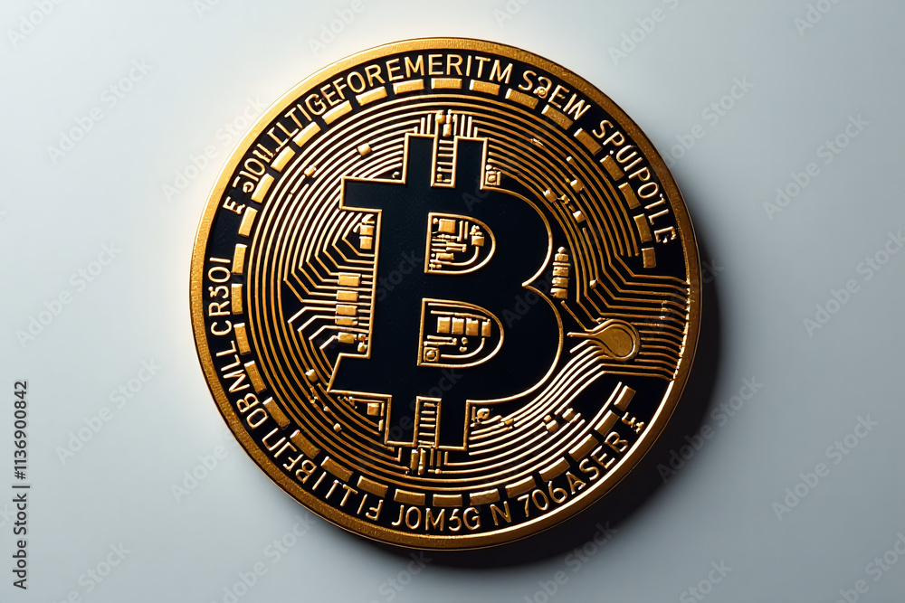 Aufkleber bitcoin design features textured circuit board pattern