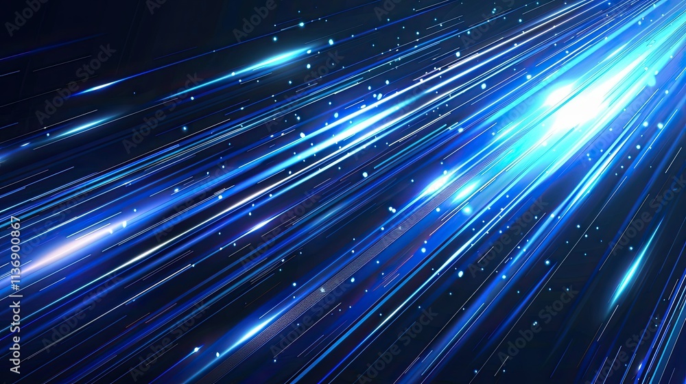 Poster abstract blue light streaks creating a dynamic, futuristic visual effect.