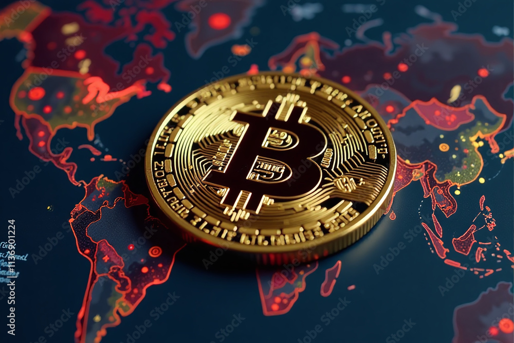 Poster bitcoin digital currency based cryptography decentralized transactions