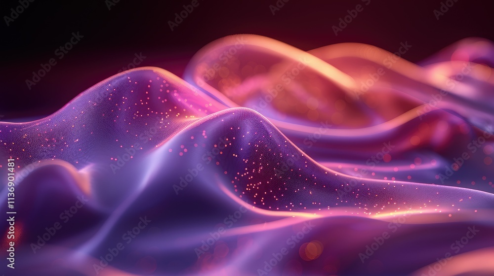 Aufkleber abstract waves with glowing particles create a mesmerizing visual effect.