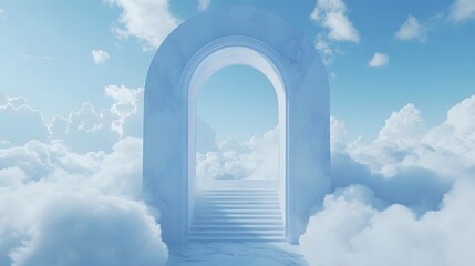 Heavenly Archway Stairway Leading to Cloudscape