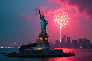 Fototapeta premium bitcoin value spikes new york celebrates iconic liberty