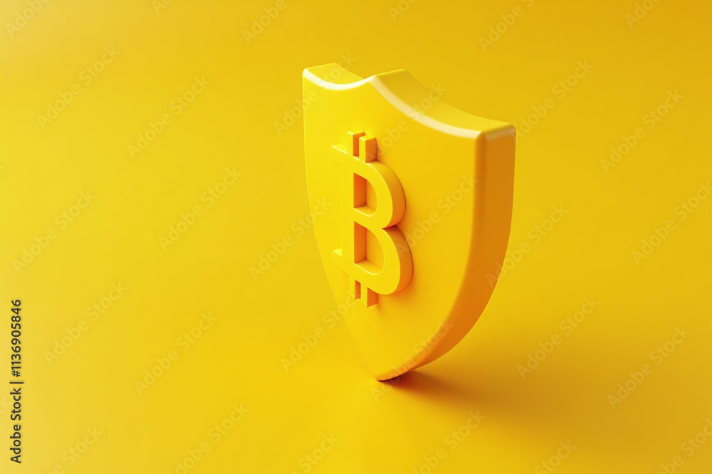 Poster cryptocurrency mining uses blockchain secure digital transactions protection assets minimalist rende