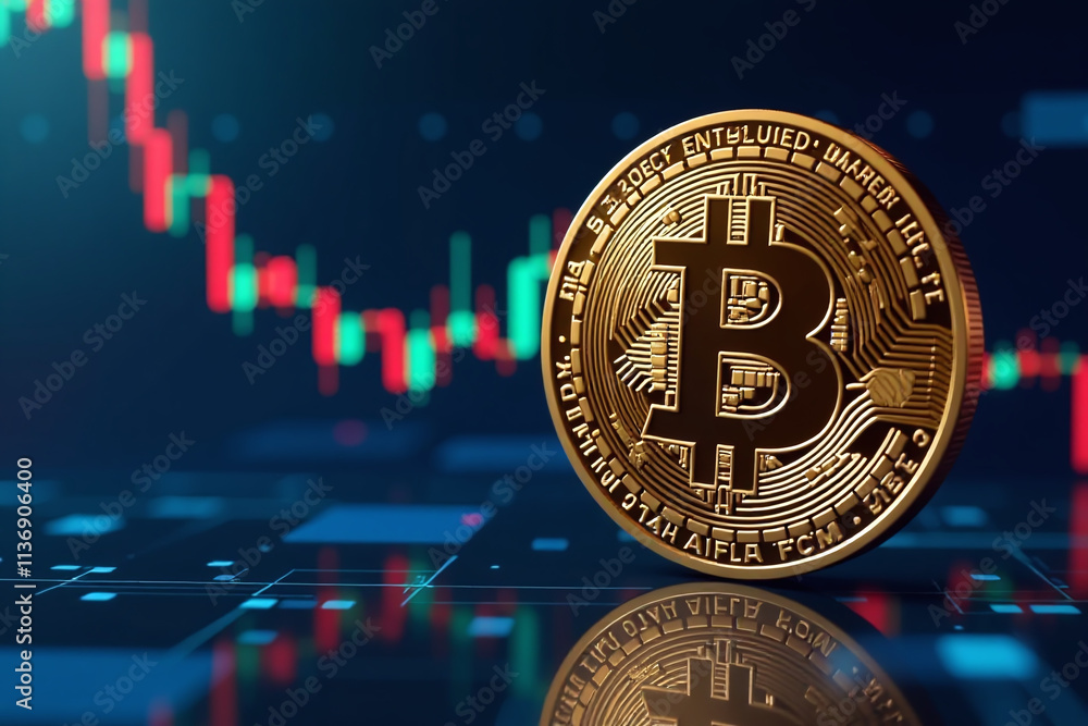 Aufkleber digital background features bitcoin symbol forex chart generated artificial intelligence