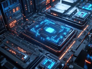 Fototapeta premium Computer motherboard close-up