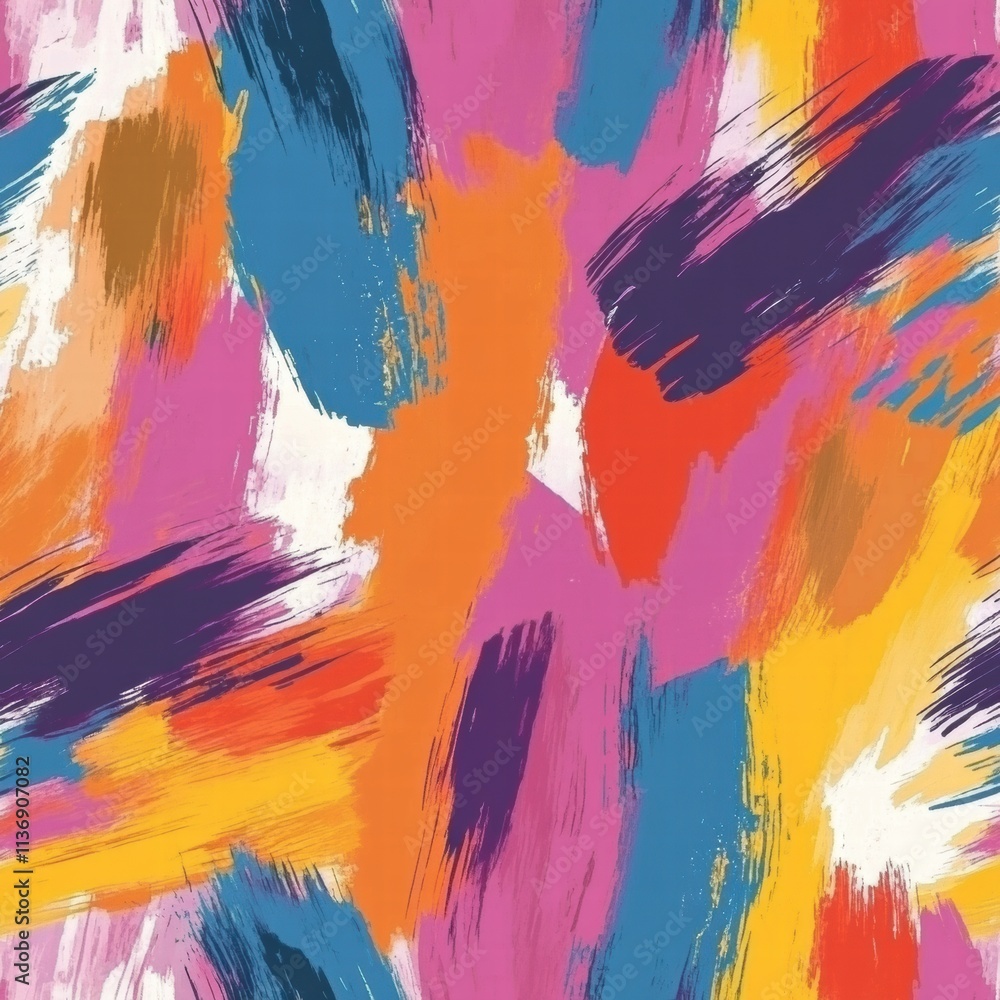 Poster this artwork showcases a lively seamless pattern filled with dynamic brush strokes creating a joyful