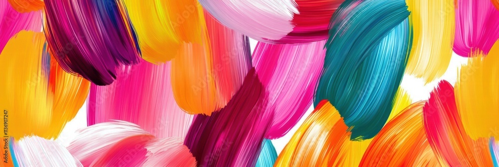 Poster explore a dynamic tapestry of colorful brush strokes that brings energy and creativity, uniting brig