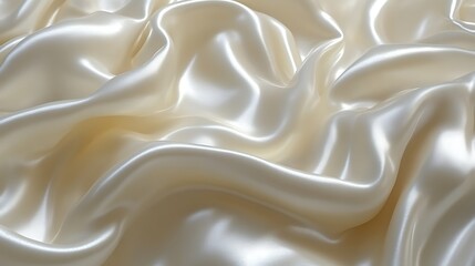 Fototapeta premium Creamy White Satin Fabric Draped Softly Luxurious Texture