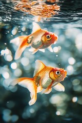 Fototapeta premium Two Goldfish Swimming