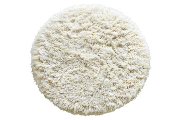 An Isolated Top View of a White Fluffy Round Floor Carpet, Set Against a Transparent Background, Perfect for Interior Design, Home Decor, or Cozy-Themed Projects