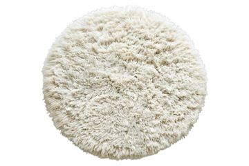 An Isolated Top View of a White Fluffy Round Floor Carpet, Set Against a Transparent Background, Perfect for Interior Design, Home Decor, or Cozy-Themed Projects