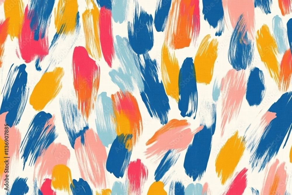 Poster dynamic bursts of color intertwine with bold brush strokes, forming a lively seamless pattern full o
