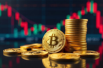 gold coins digital form appear golden colored digital display background