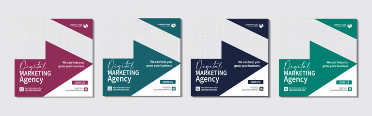 Digital marketing agency and corporate social media post or square banner template