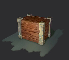 Wooden chest, game art