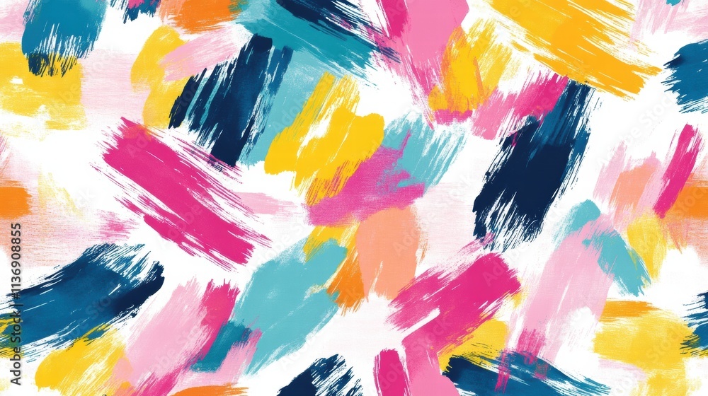 Aufkleber a delightful display of bold, bright brush strokes intertwines to form a seamless pattern bursting w
