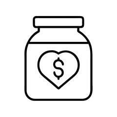 fundraising jar icon, nonprofit day line art, nonprofit day icon - simple black line art icon of fundraising jar, symbolizing nonprofit day celebrations. nonprofit day vector art.