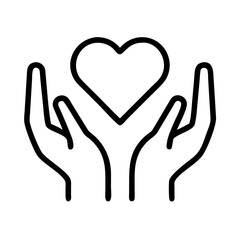 hands holding a heart icon, nonprofit day line art, nonprofit day icon - simple black line art icon of hands holding a heart, symbolizing nonprofit day celebrations. nonprofit day vector art.