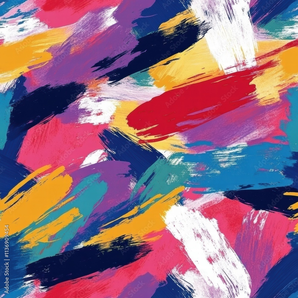 Aufkleber bold brush strokes weave together in a seamless pattern, creating a lively tapestry of colors that e