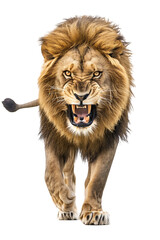 A Fierce Lion Walking, Isolated on a Transparent Background, Ideal for Wildlife, Strength, or Animal-Themed Designs