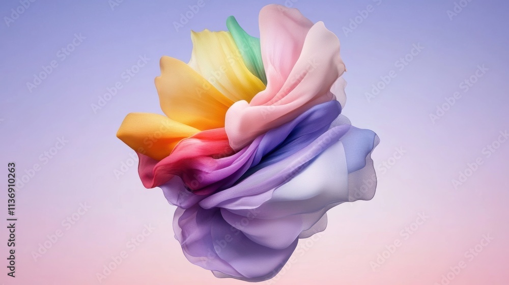 Aufkleber abstract composition of colorful fabric swirls with gradient background.