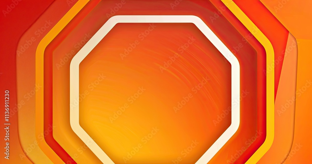 Poster abstract design featuring layered hexagonal shapes in warm colors.