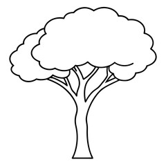 Simple black and white illustration of a stylized tree.