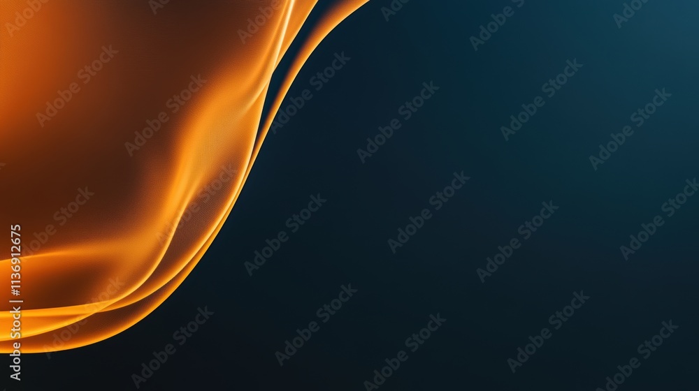 Aufkleber abstract flowing orange fabric with light texture on dark background. dynamic wave design for art an